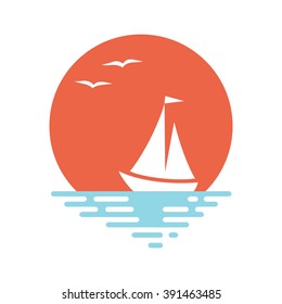 Sailing ship. Vector icon.