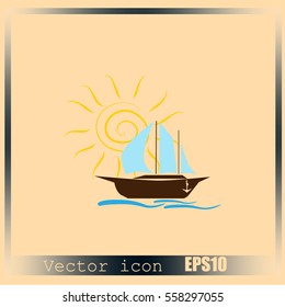 Sailing ship vector icon