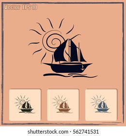 Sailing ship vector icon