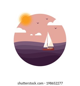 Sailing ship. Vector illustration.