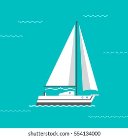 Sailing ship vector illustration.