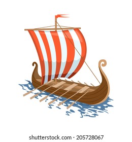 Sailing Ship. Vector illustration of drakkar