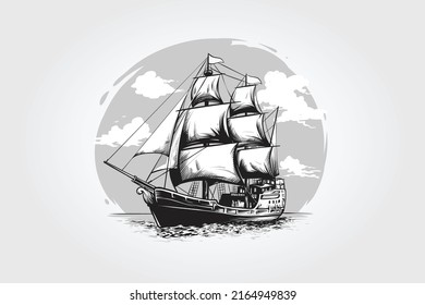 Sailing Ship Vector Illustration. The Illustration a great suitable for Sail application and activities.