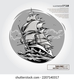 Sailing Ship Vector Illustration. The Illustration a great suitable for Sail application  activities.