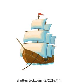 Sailing Ship. Vector Illustration Isolated On White