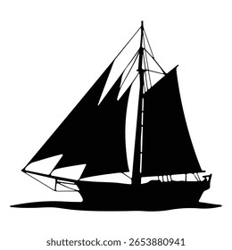Ilustração de vetor de navio à vela para impressões de t-shirt e marca marítima.
