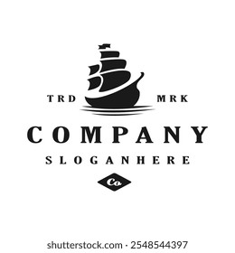 sailing ship vintage simple logo vector template illustration