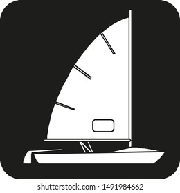 Sailing ship or yacht in the ocean in ink line style.Marine theme design.
