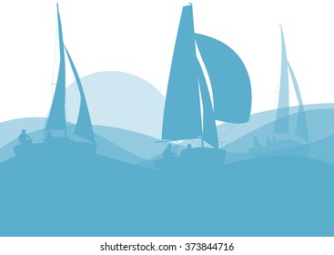 Sailing ship yacht in sunrise vector background abstract illustration