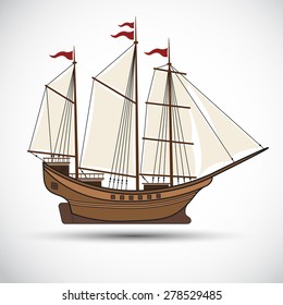 sailing ships color,Vector illustration