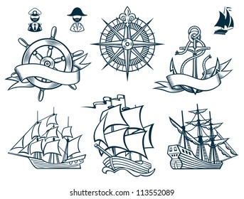 Sailing ships emblems Iconset