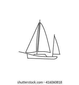 Sailing ships icon. Sailing  boat in line style. 