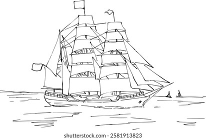 sailing ships sailing on the high seas