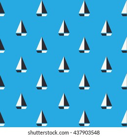 sailing ships vector seamless pattern. Beautiful design elements, perfect for nursery.