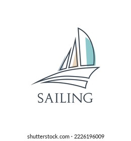 sailing simple design concept logo with colorful combination