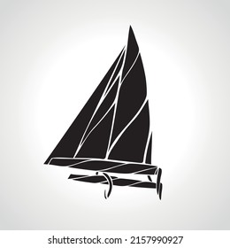 Sailing speedboat catamaran abstract silhouette