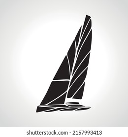 Sailing speedboat catamaran abstract silhouette