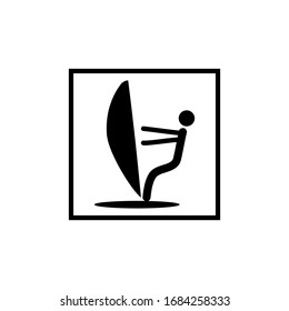 Sailing sport icon. Logo extreme sport and recreation in water. Monochrome template for poster, logo, ets. Design element. Vector illustration