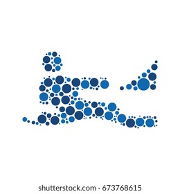 sailing sport pictogram filled with circles of different sizes and colors