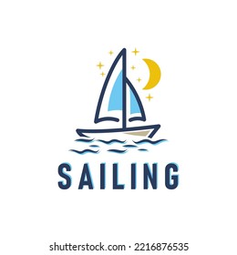 SAILING SPORTS LOGO DESIGN VECTOR