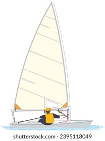 sailing, standard dinghy sailboat isolated on a white background