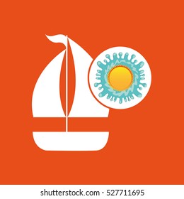 sailing summer vacation sun splashes label vector illustration eps 10