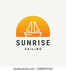 Sailing sunrise logo template vector illustration design