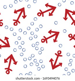 Sailing Texture. Seamless pattern of ornamental fish. Vector simple print. Seamless pattern with nautical elements.