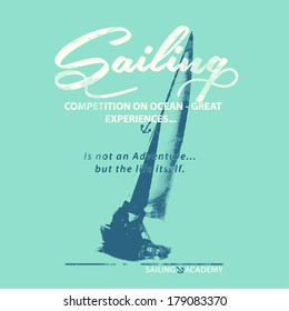 Sailing themed t shirt printing design.