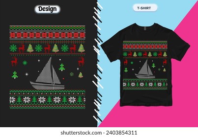 Sailing through the Snowflakes with ugly christmas design