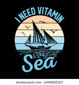 Sailing T-Shirt Design, Sail Boat Graphic T Shirt, Vintage Sailing T Shirt Design