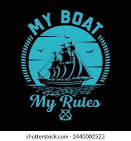 Sailing T-Shirt Design, Sail Boat Graphic T Shirt, Vintage Sailing T Shirt Design