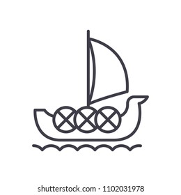 Sailing vessel black icon concept. Sailing vessel flat  vector symbol, sign, illustration.
