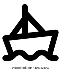 
Sailing vessel bold line vector icon

