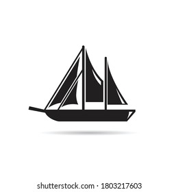 sailing vessel icon vector on white background