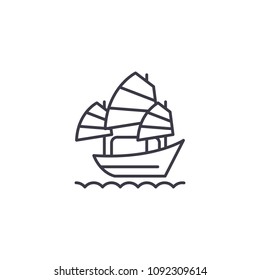 Sailing vessel linear icon concept. Sailing vessel line vector sign, symbol, illustration.