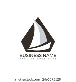 Sailing Vessel Logo Inspiration, boat, yacht, negative space. Sail boat design negative space logo vector image