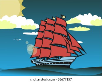 Sailing vessel in the sea