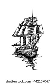 Sailing vessel. Sketchy style.