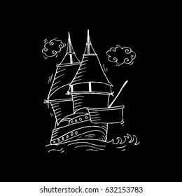 Sailing vessel. Sketchy style.