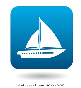 Sailing vessel with two sails icon in flat style on a white background