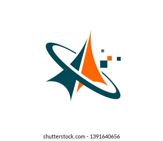 sailing vessels surrounded by round line of data blocks