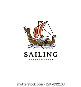 sailing viking ship logo design inspiration