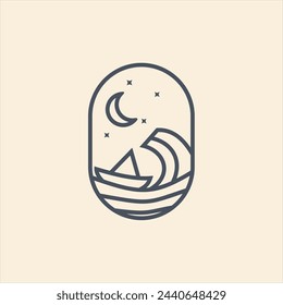 sailing voyage at sea logo vector illustration design
