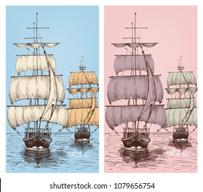 Sailing wallpapers or sailboats retro design for phone cases, labels etc