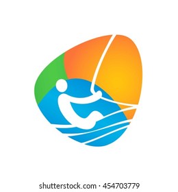 Sailing Web button isolated on white background. Athlete Sport Game Logo Competition Icon. Rio 2016 Olympic games in Brazil. summer Sport games symbols. vector illustration