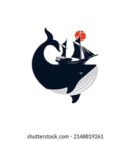 Sailing Whale Boat Logo Design