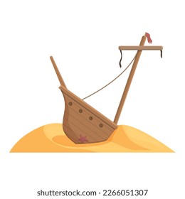 Sailing wrecking ship icon cartoon vector. Old boat. Shipwreck ocean