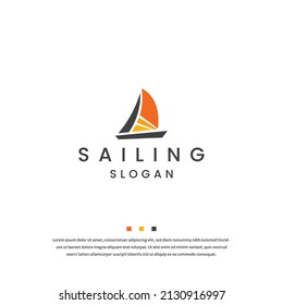 Sailing yacht boat logo icon design template flat vector