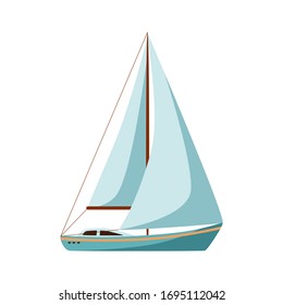 Sailing yacht. Sailing boat. Vector Illustration in cartoon style isolated on white background.